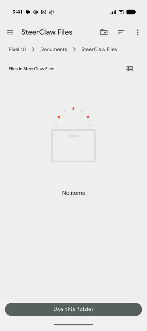 Android folder picker with the Use this folder button