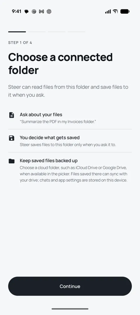 Step 1 of 4: Choose a connected folder
